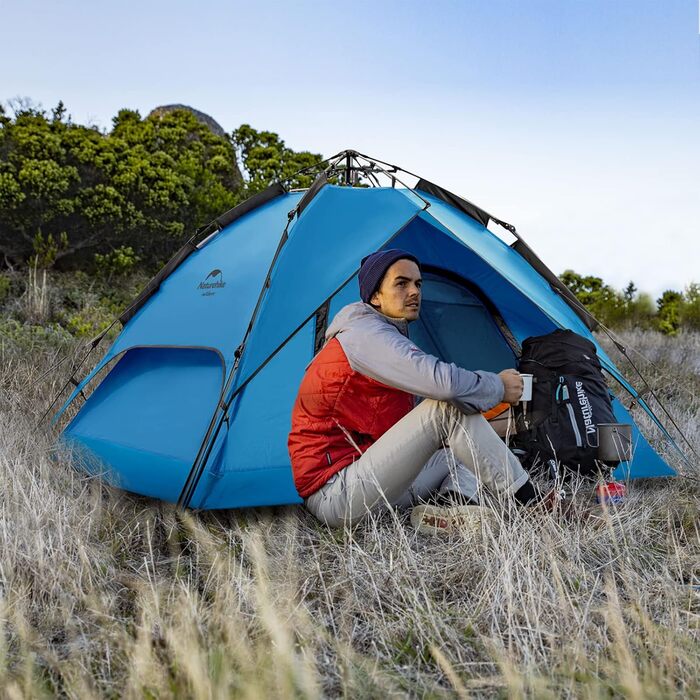 Автоматичний кемпінговий намет Naturehike Pop Up для 3-4 осіб, двошаровий купольний сімейний намет з чохлом для перенесення