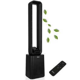 Вентилятор без лопатей Zilan Turmventilator з пультом, 12 швидкостей, BLDC мотор, 45° осциляція, таймер 15 год, LED дисплей, енергозберігаючий (Чорний)