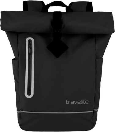Рюкзак TRAVELITE Rolltop водонепроникний, велосипедний, міський, з ролтоп-застібкою та відбивачами, BASICS, 48 см, 19 л, чорний