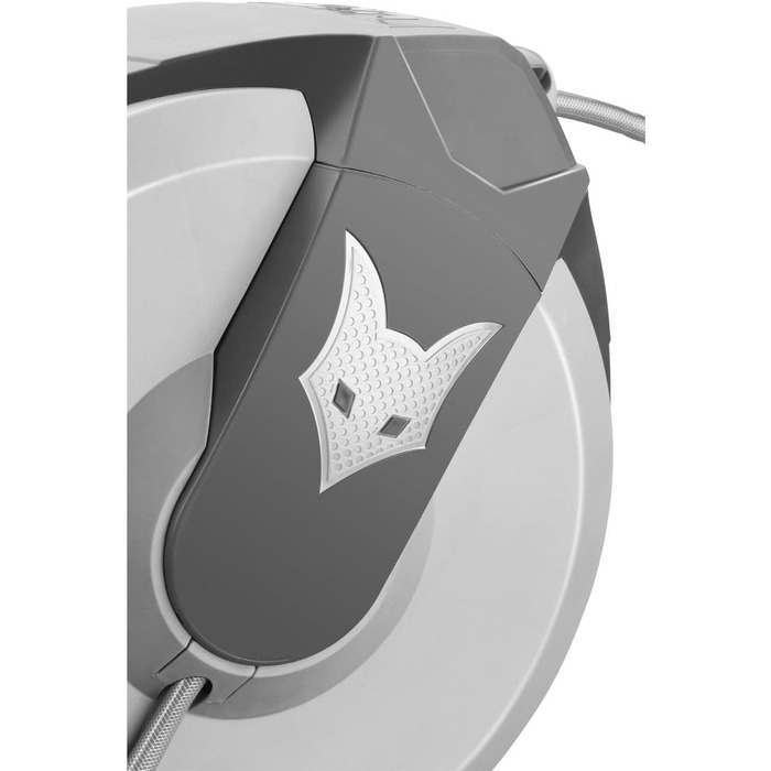 Автоматичний шланг Fuxtec FX-WSA30 – 30 м, ½ дюйма, для саду, з ручною лійкою та з'єднувачами, поворотний на 180°, настінний шланг-обойник (65x29x46 см)