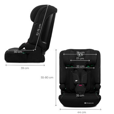 Автокрісло Kinderkraft I-COMFY 76-150 см, Регульоване, Чорне. Система Easy Grow, 5-точкові ремені безпеки, Легке встановлення