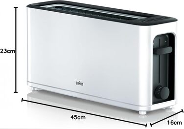 Тостер Braun HT3100WH Білий, 1 відділення, 7 режимів підсмажування, 1000 Вт