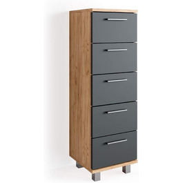 Шафа для ванної Vicco Ilias, дуб/антрацит, 30x95 см, Goldkraft
