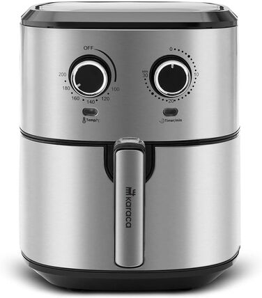 Фритюрниця Karaca Multifry Inox 1700 Вт XL 5,5 л, подвійна, антипригарне покриття, без запаху, циркуляція повітря, регулювання температури та часу