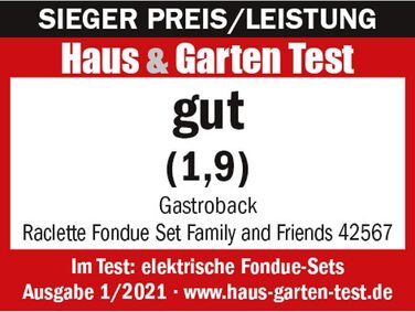 Раклетниця-фондю GASTROBACK 42567 для 8 осіб, антипригарна гриль-плита, знімна, для сім'ї та друзів, 1200 Вт, чорна/срібляста