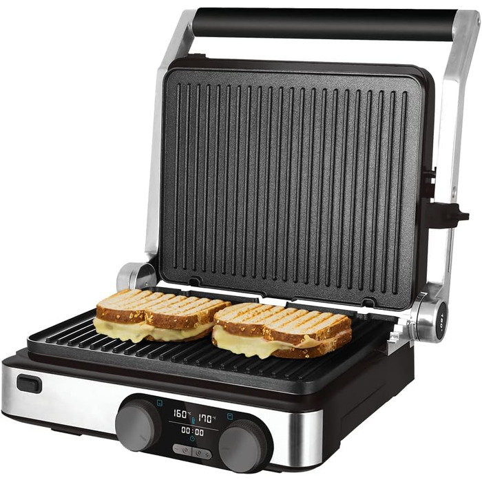 Електричний гриль Cecotec Rock'nGrill Dual 2000W з незалежним регулюванням температури, знімні антипригарні пластини, відкривання на 180°