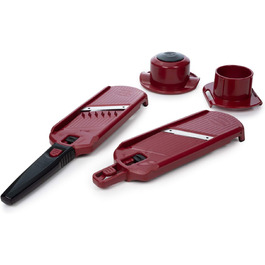 Овочерізка Börner Multi Dicer + Multi Slicer 4-в-1, набір для нарізки овочів 5 видів, для кубиків, смужок, скибочок різної товщини, кухонна овочерізка, червоний