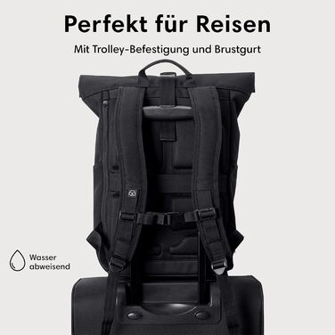 Рюкзак Johnny Urban Allen Medium чорний, водовідштовхувальний, 15л, rolltop, з відділенням для ноутбука, для університету, велосипеду, бізнесу, унісекс, екологічний