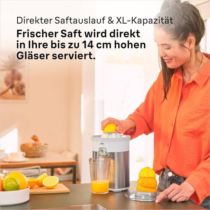 Цитрусовий прес Braun CitrusQuick 5 CJ5050 BK: Електричний, з автоматичним стартом/стопом, антикрапельним носиком, легке очищення, білий