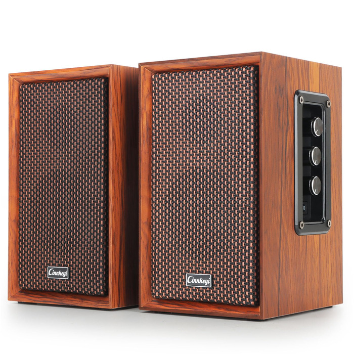 Дерев'яні колонки для ПК 2.0 40W – потужний бас, Hi-Fi, USB/Bluetooth, DSP, для ноутбука та комп'ютера