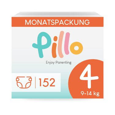 Дитячі підгузки Pillo розмір 4 Maxi (9-14 кг), 152 шт (4 упаковки по 38 шт)