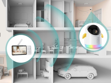 Відеоняня з WiFi-камерою 2K 3Мп, поворотним механізмом, LCD-дисплеєм 5