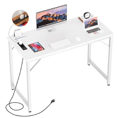 Ігровий стіл iSunirm з LED підсвіткою, розетками та USB портами, білий 80x40x75 см