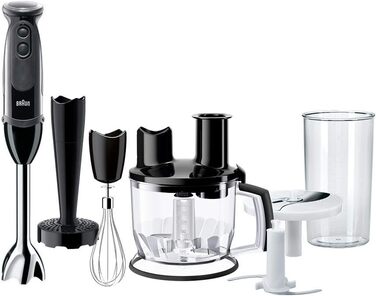 Блендер Braun MultiQuick 5 Vario MQ 5277BK, 1000 Вт, нержавіюча сталь, 4 насадки, чорний
