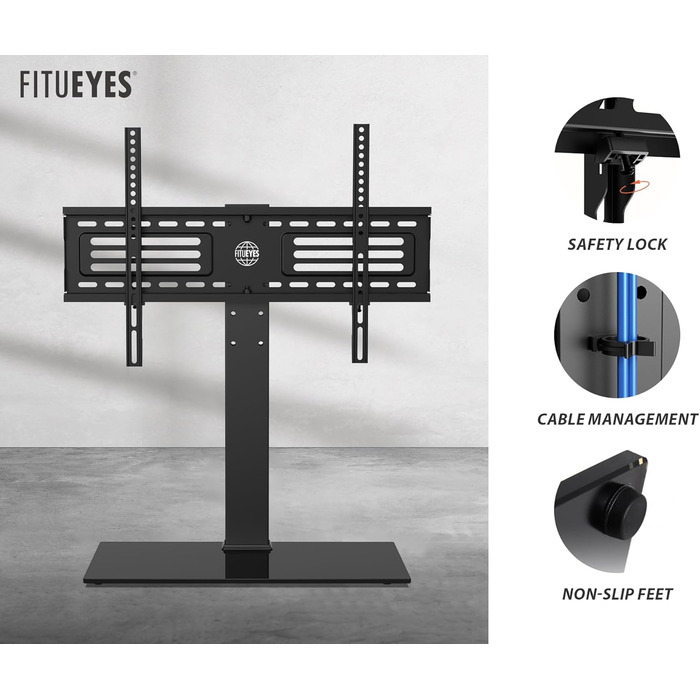 Підставка для телевізора FITUEYES 40-75'' (LCD/LED/OLED/Plasma), до 40 кг, регулювання висоти, VESA 600x400 мм, для плоских і вигнутих екранів
