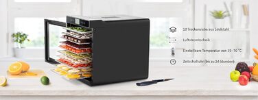 Сушарка для фруктів ETA Vital Air 2 з регулюванням температури 35-70°C, Air Flow, LCD-дисплей, 10 решіток з нержавіючої сталі