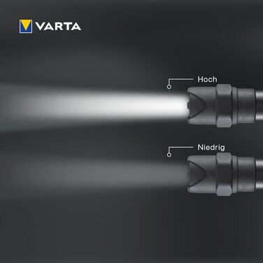 Ліхтарик VARTA Indestructible F10 Pro LED 6 Вт з 3 батарейками AAA, водо- та пилозахищений, ударостійкий, робочий ліхтар з двома режимами освітлення