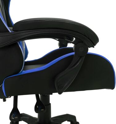 Ігрове крісло vidaXL з RGB LED, підставка для ніг, регульоване по висоті, офісне, комп'ютерне, спортивне, синьо-чорне, екошкіра