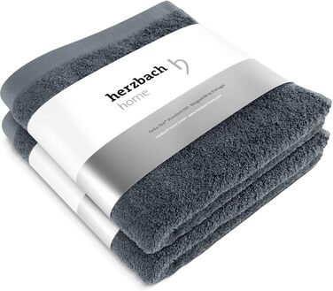 Рушники Herzbach Home Premium 50x100 см, 2 шт, антрацит — м'які, високоякісні, 100% бавовна