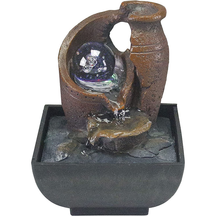 Декоративний кімнатний фонтан BEPER Amphora з підсвіткою, чорний, смола, компактний