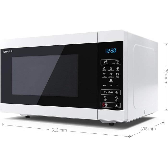 Мікрохвильова піч SHARP MS51EW, 900 Вт, 11 рівнів потужності, функція розморожування, 51,3x30,6x39,4 см, срібляста