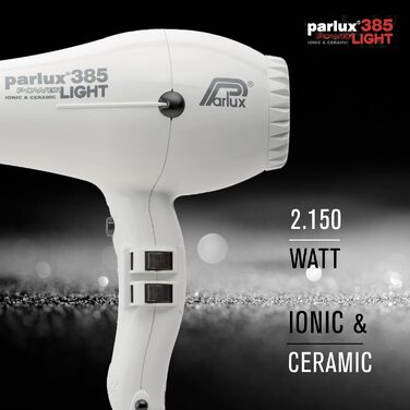 Фен Parlux 385 Power Light білий — професійний легкий фен для волосся