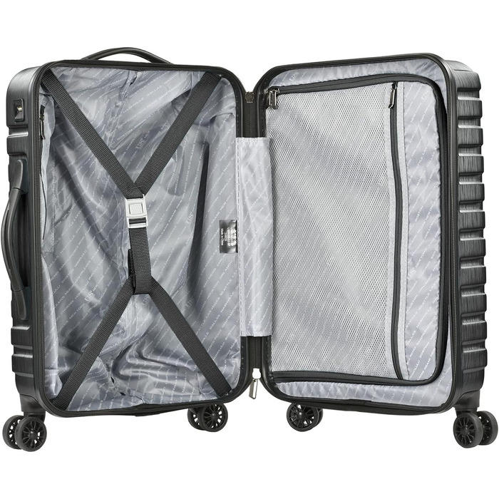 Жорсткий валіза U.S. Traveler Boren 22'' з полікарбонату, чорний, з USB, 8 спінінг-коліс, алюмінієва ручка, для ручної поклажі