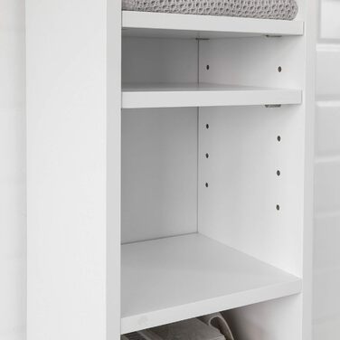 SoBuy BZR34-W Високий шафа для ванної з 5 полицями, 1 шухлядою та дверцятами, білий, 20x180x20 см