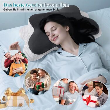 Ергономічна ортопедична подушка з ефектом пам'яті (Memory Foam) для підтримки шиї та сну на боці, темно-сіра