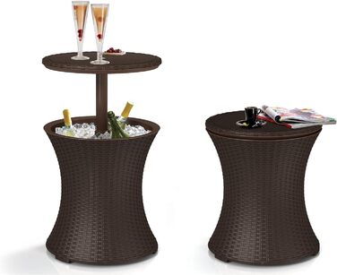 Столик-холодильник Keter Pacific Cool Bar: 3-в-1 (стіл, журнальний столик, кулер) для відпочинку на відкритому повітрі, 30л, колір коричневий