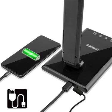 Світлодіодна настільна лампа Monzana з USB, 3 кольори, 5 рівнів яскравості, сенсорне керування, тепле світло, чорна для офісу та спальні