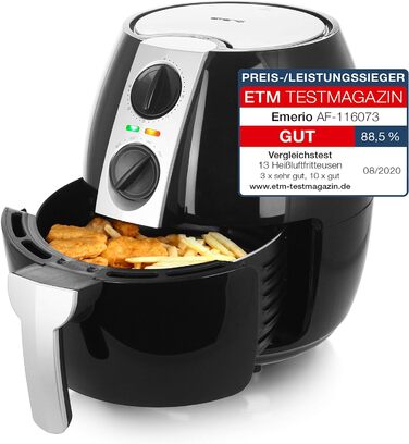 Аерофритюрниця Emerio 4,5 л, без олії, 1500 Вт, чорна