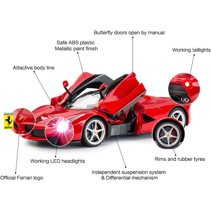 Радіокерований автомобіль Rastar Ferrari LaFerrari 1/14, червоний - іграшка для хлопчиків та дітей