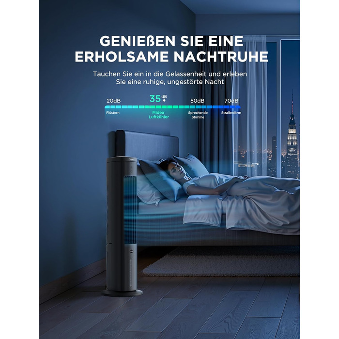 Мобільний випарний охолоджувач повітря Midea Sensicool 7L з сенсорним дисплеєм та резервуаром для води 5л