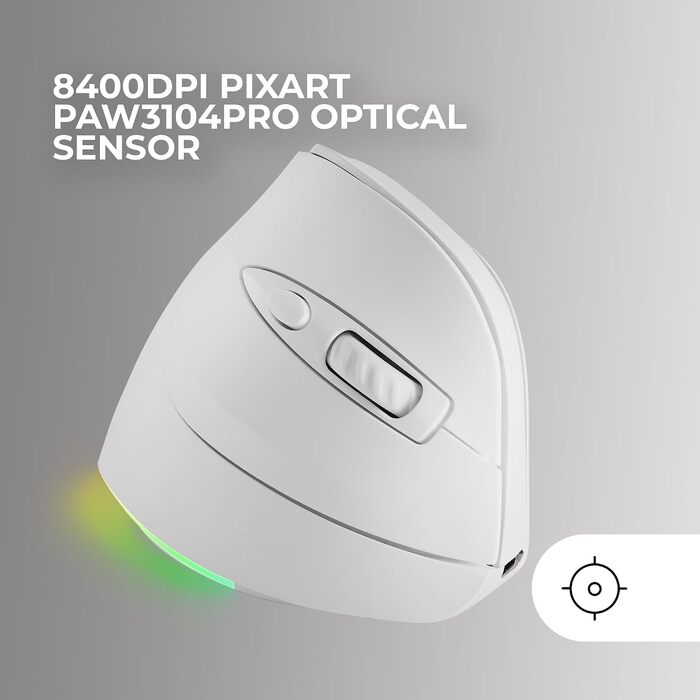 Бездротова ігрова миша Mars Gaming RGB Flow, ультралегка 79г, 3200 DPI, біла (MMSKW)