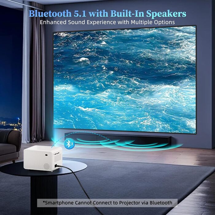 Проектор Smart Beamer WiFi для домашнього кіно, 16000 Люмен Full HD 1080P, електричний фокус, Zoom, Bluetooth, сумісний з iOS/Android/Fire Stick/Laptop/PS5