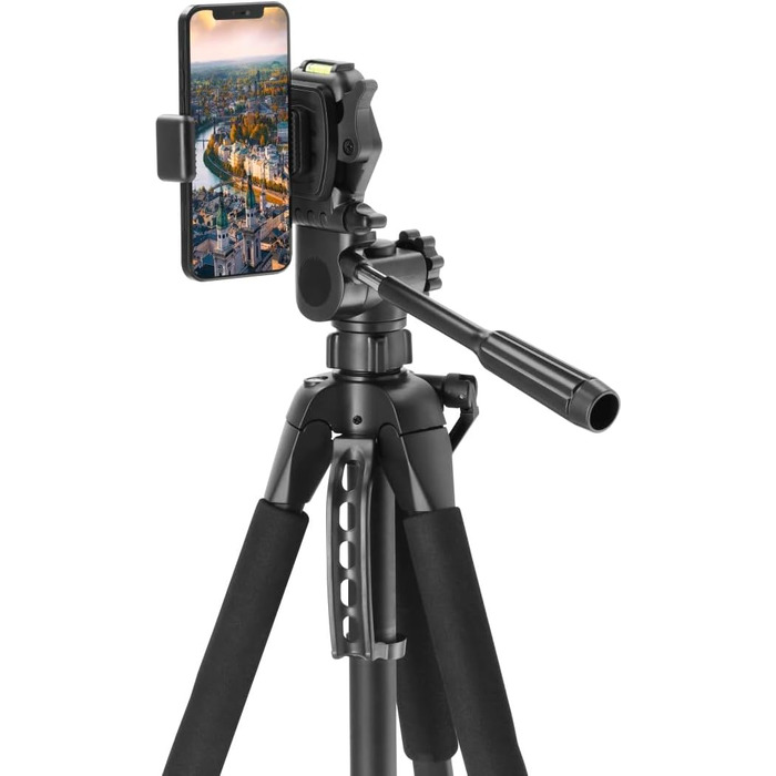 Hama штатив для камери Action 165 3D, легкий фотоштатив 61-165 см, трипод з 3D-головкою, тримачем для смартфона, для дзеркальних камер Canon/Nikon/Sony, чорний