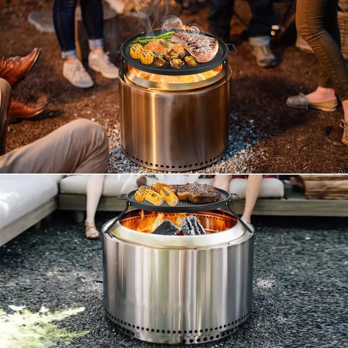 Чавунна решітка Onlyfire з знімною підставкою, гриль-плита для Solo Stove Bonfire та Yukon, діаметр 52,5 см, аксесуар для вогнища, BBQ-решітка для овочів і грилю