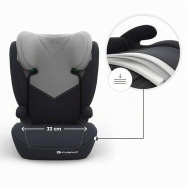 Дитяче автокрісло Kinderkraft I-SPARK 2 PRO (100-150 см), i-Size, 2 в 1, чорне/сіре