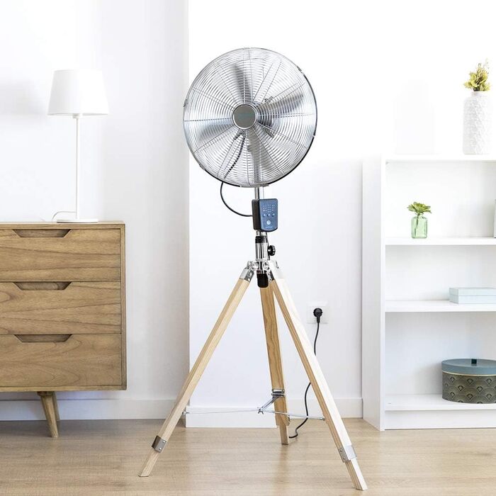 Вентилятор підлоговий Cecotec EnergySilence 80W, 30 см, дерев'яний штатив, регульована висота до 90 см, 3 швидкості (1600 Woody Smart)