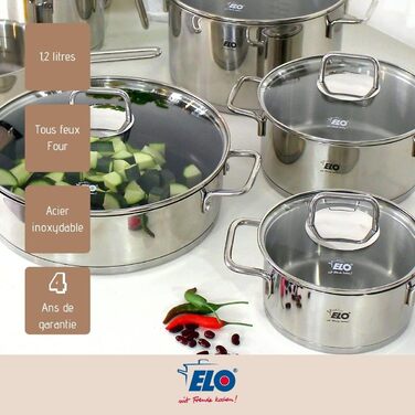 Каструля Elo 7241426 з нержавіючої сталі з скляною кришкою, 1,2 л, універсальна для всіх плит, сіра, 14 x 9,5 см