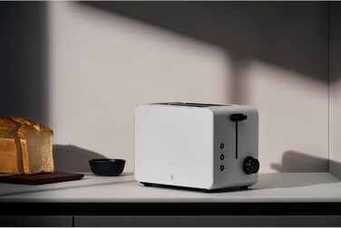 Тостер WMF Stelio 2-слотовий нержавіюча сталь, з підставкою для булочок, функція для бейглів, 7 ступенів підсмажування, 900 Вт, матова нержавіюча сталь (матово-білий)