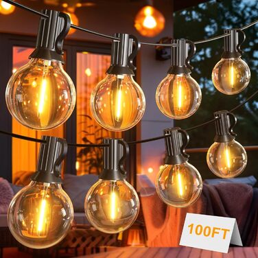 LED гірлянда для зовнішнього використання 45.7 м, диммувана, з пультом, 75 світлодіодів, тепле світло, IP45, для саду, балкону, тераси, кемпінгу та вечірок