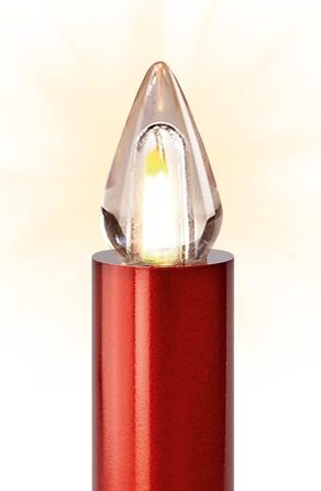 Світлодіодні свічки для ялинки Lumix® SuperLight Flame Metallic Mini Red 9cm, тепле біле світло, набір 12 шт. з пультом керування, 77146