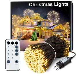 Світлодіодна гірлянда для вулиці 30-35м, 300 LED вогників для новорічного та різдвяного декору, теплий білий колір
