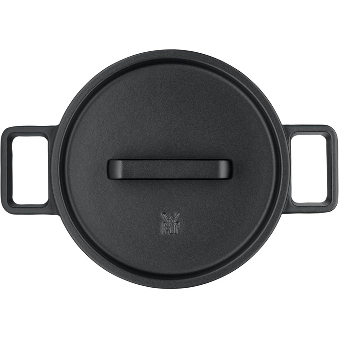 Жаровня WMF Flavour 22 см, чавунна, для індукції, емальована, чорна, з кришкою з конденсаційними виступами, сучасний дизайн