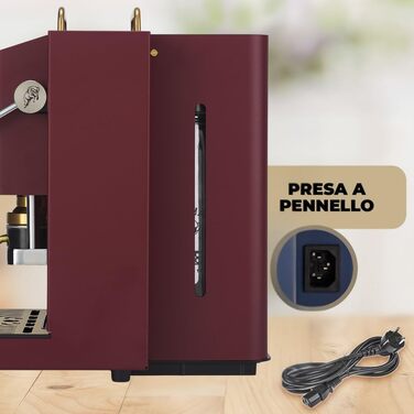 Кавомашина Faber Deluxe 3.0 ESE 44мм, червоний (Cherry Red). Електрична, з резервуаром 1л та регульованим пресом для кавових таблеток