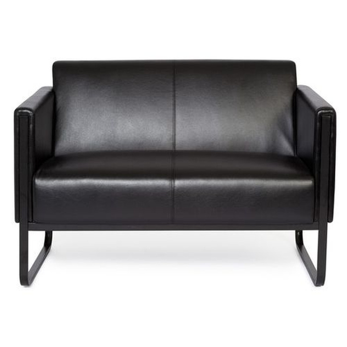 Диван для відпочинку BALI BLACK, каркас чорний, штучна шкіра, гладка обробка, 2 місця, чорний колір, hjh OFFICE