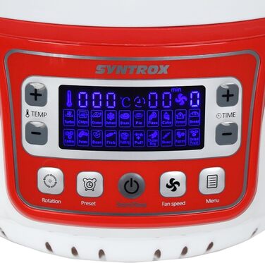 Аерофритюрниця Syntrox Germany Turbo 10 л, LED-дисплей, до 250°C, без олії, червона