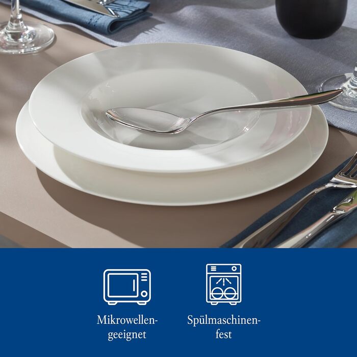Набір столового посуду vivo by Villeroy & Boch Basic White, 12 предметів, білий, порцеляна, для 6 осіб, тарілки, супові та обідні, підходить для посудомийної машини, преміум-якість